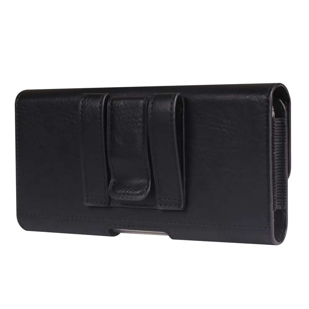 6,1 - 6,3 tommer midjebag iPhone 16e / 16 Pro / Samsung Galaxy S25 Horisontal elastisk telefonholder med kortspor - Svart