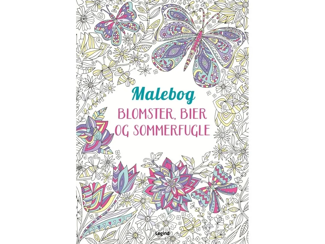 Malebok: Blomster, bier og sommerfugler