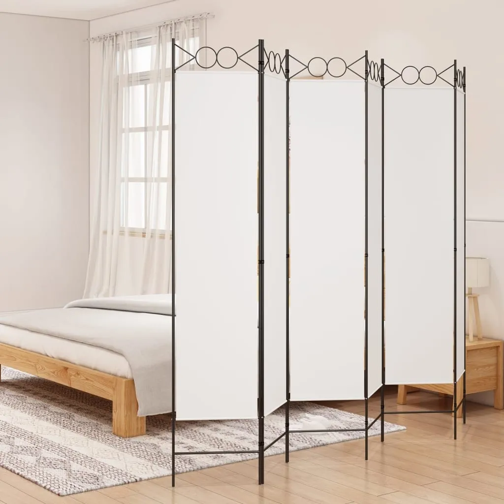 vidaXL Romdeler 6 paneler hvit 240x200 cm stoff