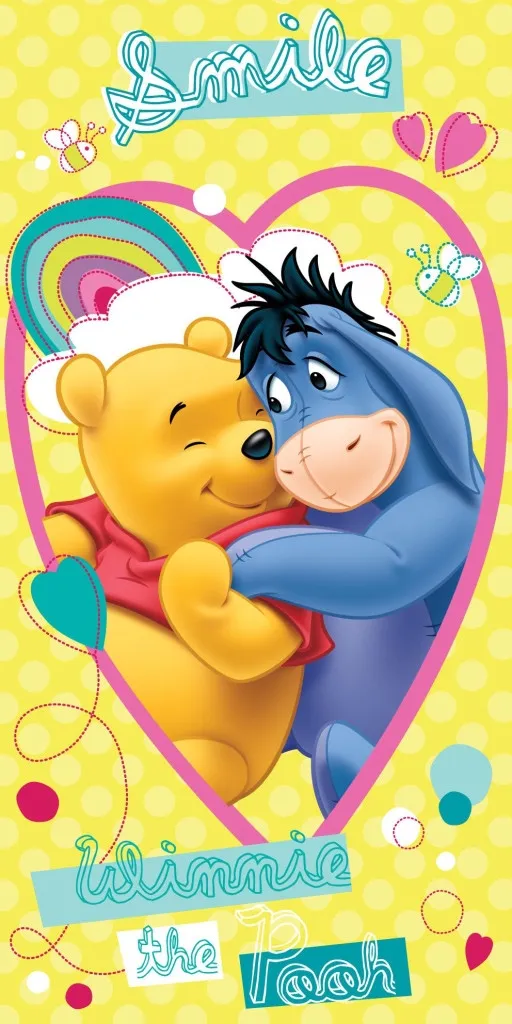 Disney Winnie the Pooh Badehåndkle, Strandhåndkle 70x140cm - Smiley Design