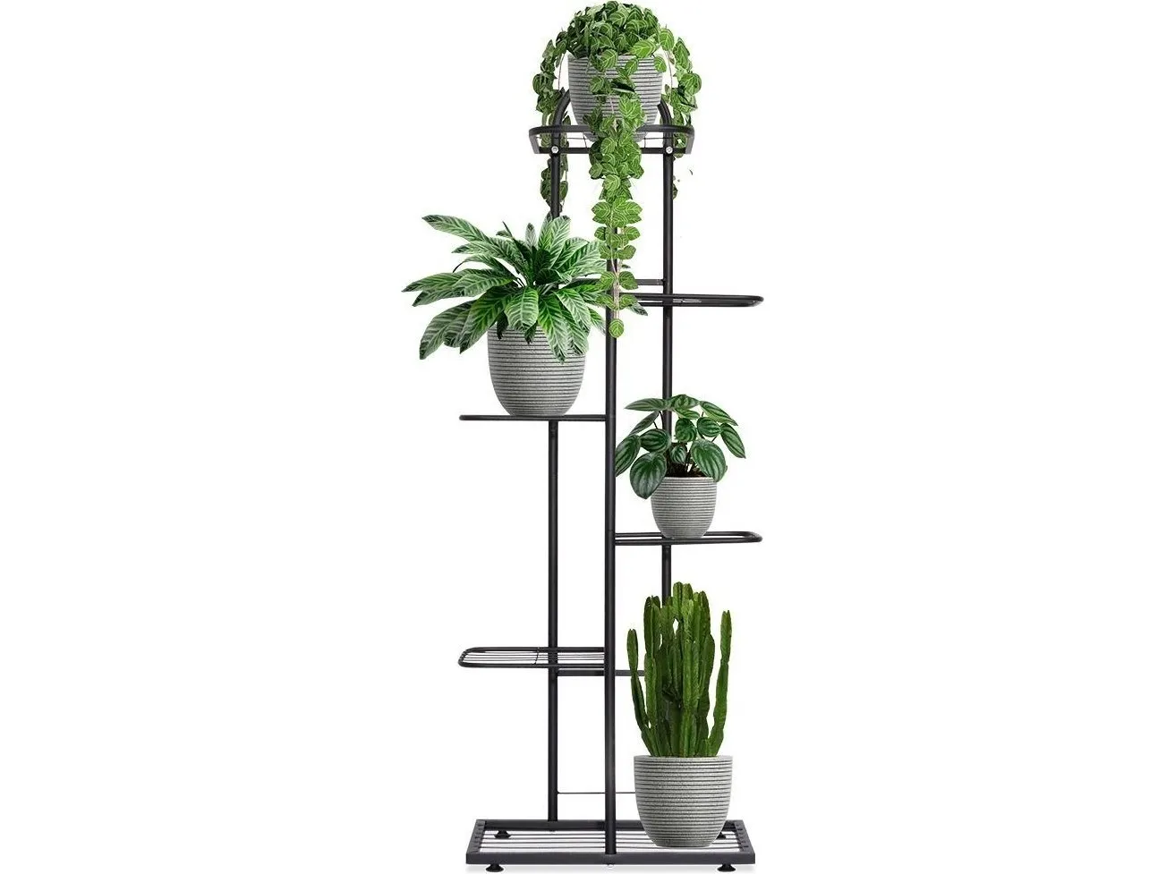 Vilde blomsterstativ 6-nivå for plantepotter i metall svart 118 cm
