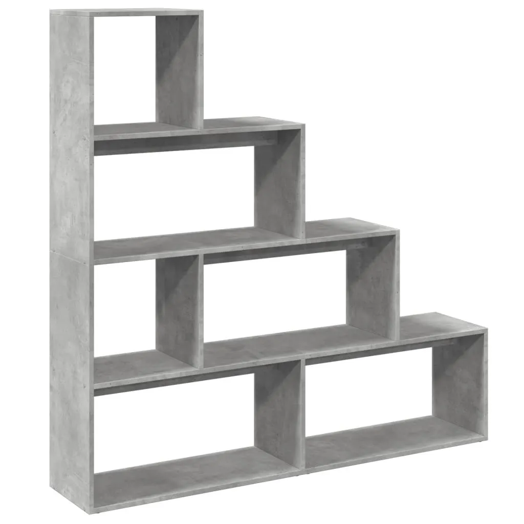 vidaXL Bokhylle 4 etasjer betonggrå 143,5x29x143,5 cm konstruert tre