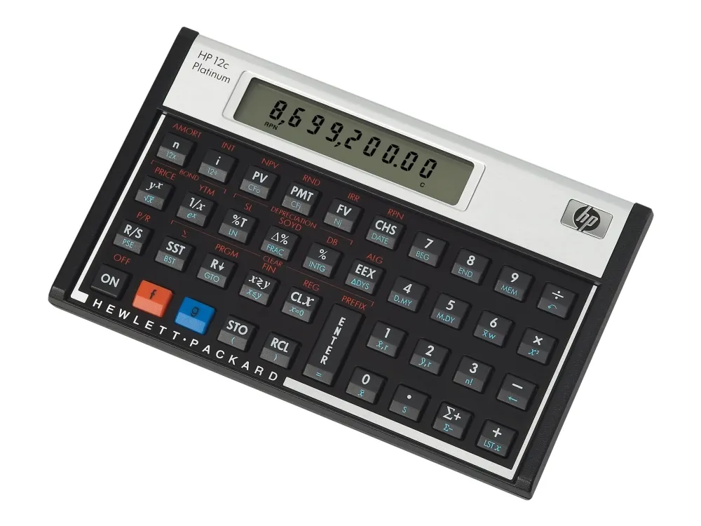 HP 12c Platinum - Finansiell kalkulator - batteri - sølv, karbonitt
