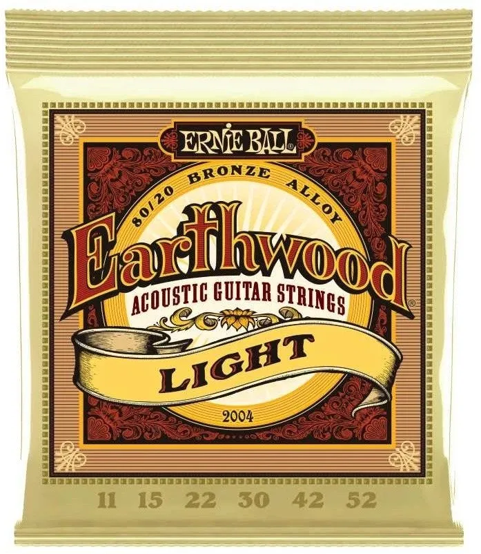 Ernie Ball 2004 Earthwood Bronze 80/20 Light, Stål Strenge til Akustisk Guitar