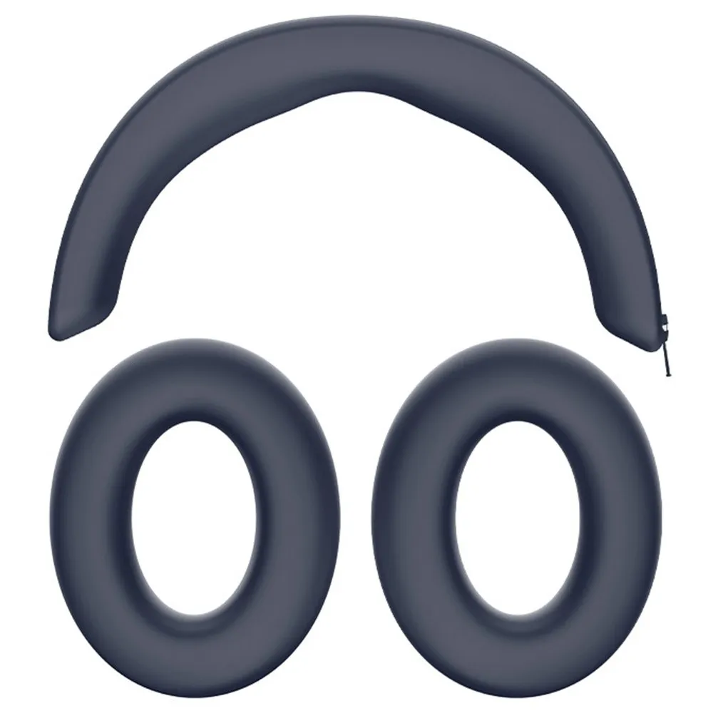 1 Pair Silicone Earpad Case Sennheiser Momentum 4 Headphone Cushion Cover Headband Sleeve - Dark Blue