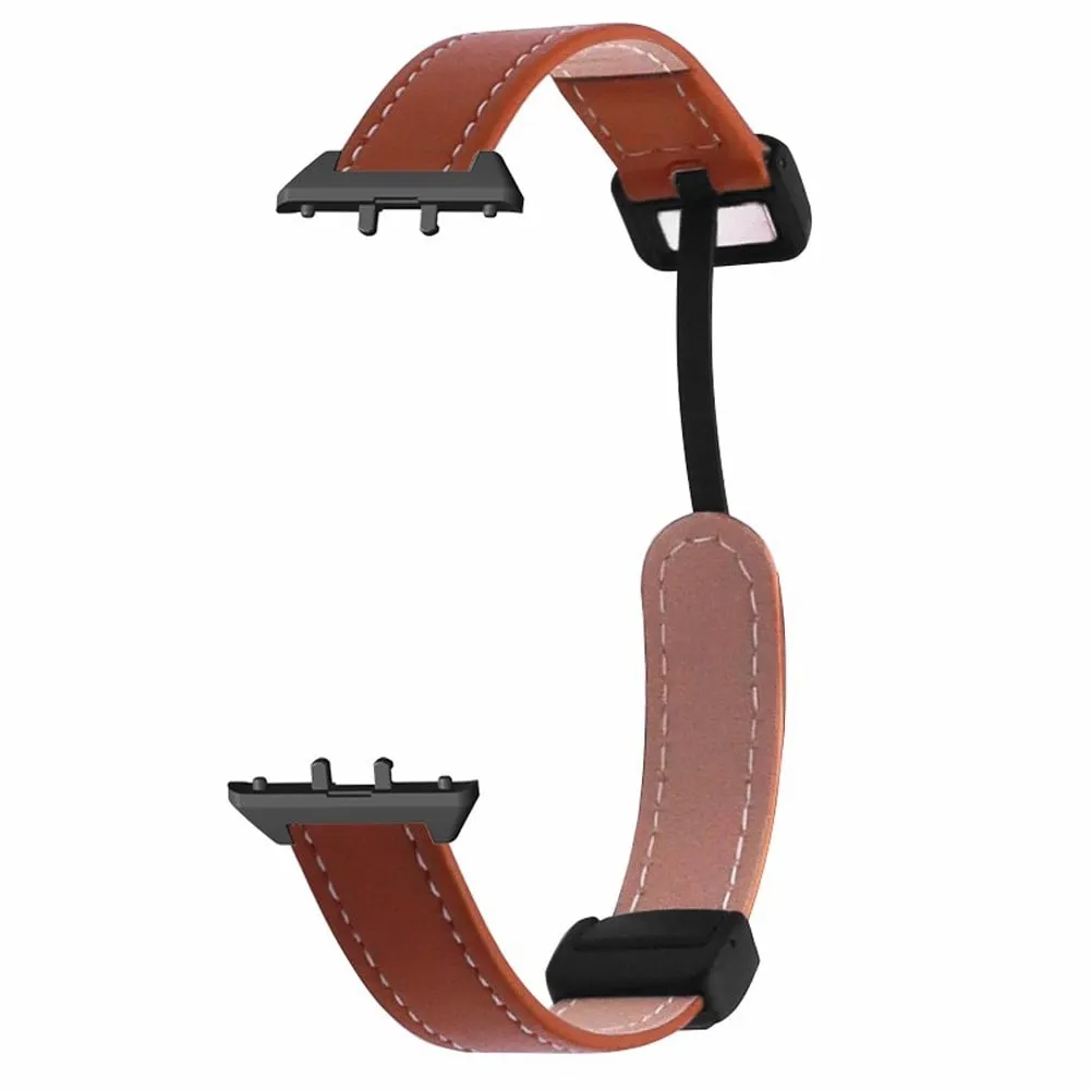 Samsung Galaxy Fit3-klokkearmbånd i ekte okselær med sammenleggbar magnetisk spenne - Brun