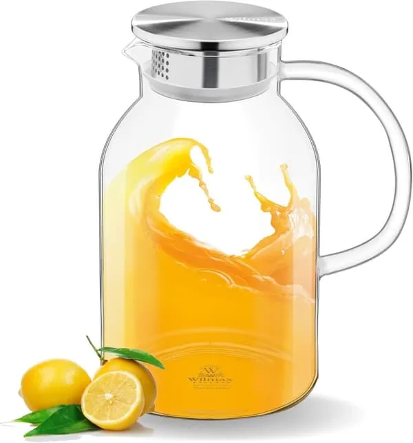 Wilmax varmebestandig glasskaraffel 2,1 l, stållokk