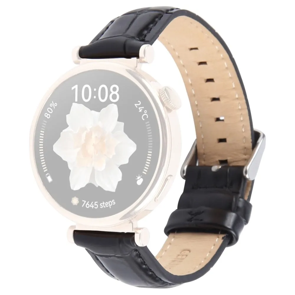 22mm Strap Garmin Venu 3 / Forerunner 265 / Forerunner 265 Music Top Layer Cowhide Leather Watch Band - Svart Bambuskorn