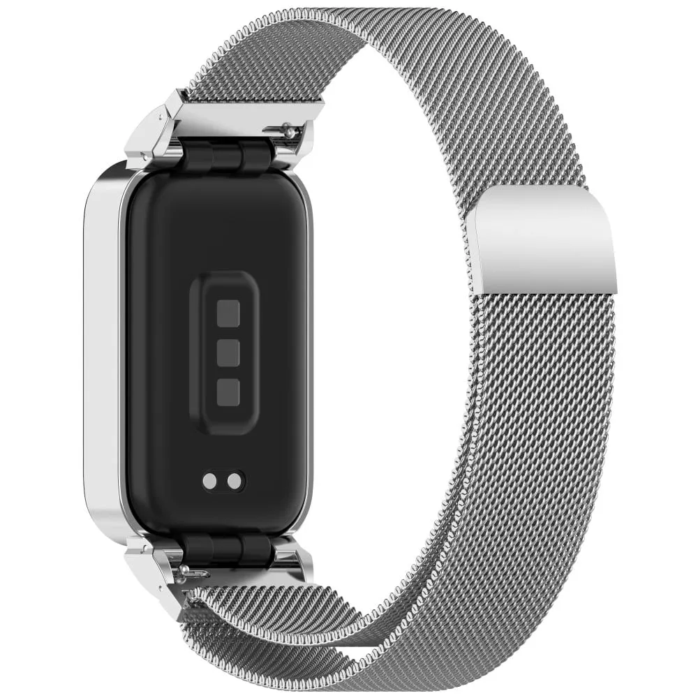 Xiaomi Smart Band 9 Active / Redmi Band 3 Magnetic Strap with Integrated Metal Frame - Silver