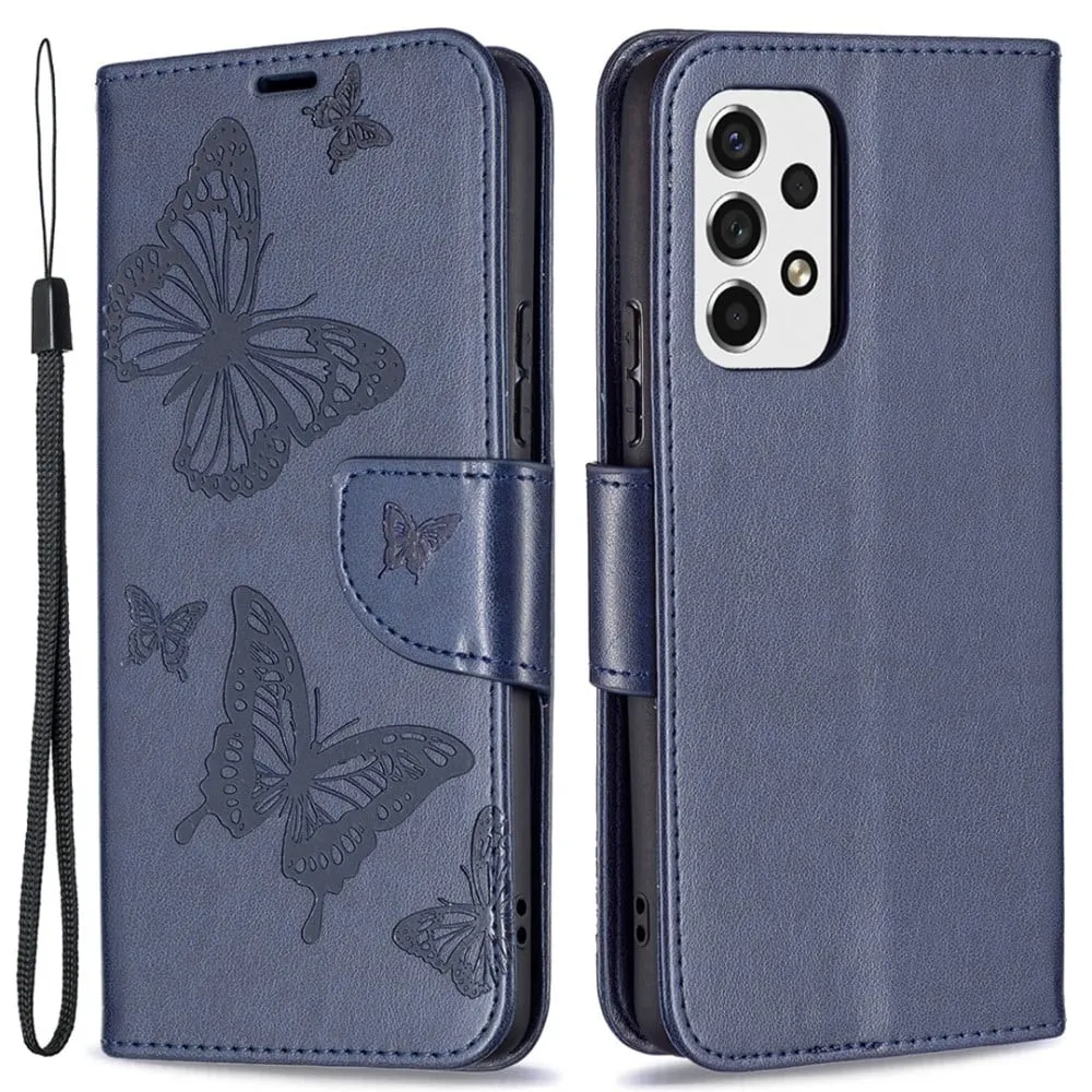 Butterfly Samsung Galaxy A53 5G Flippetui - Mørkeblå