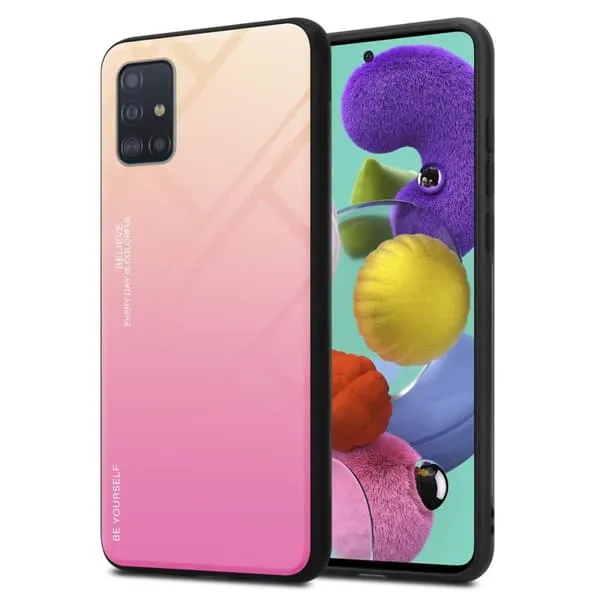 Deksel til Samsung Galaxy A51 4G / M40s Silikondeksel av TPU-silikon og bakside av herdet glass