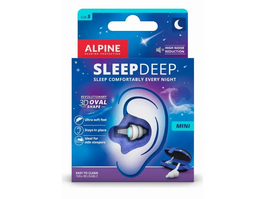 Alpine SleepDeep, Gjenbrukbar øreplugg, Sove, Normal, In-ear, Blå, Hvit, 25 dB