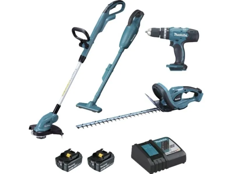 MAKITA DHP453 IMPACT DRIVER + DUR181 ljå + DUH523 HEKSKUTTER + DCL180 VAKUUM VAKUUM 2x3,0Ah