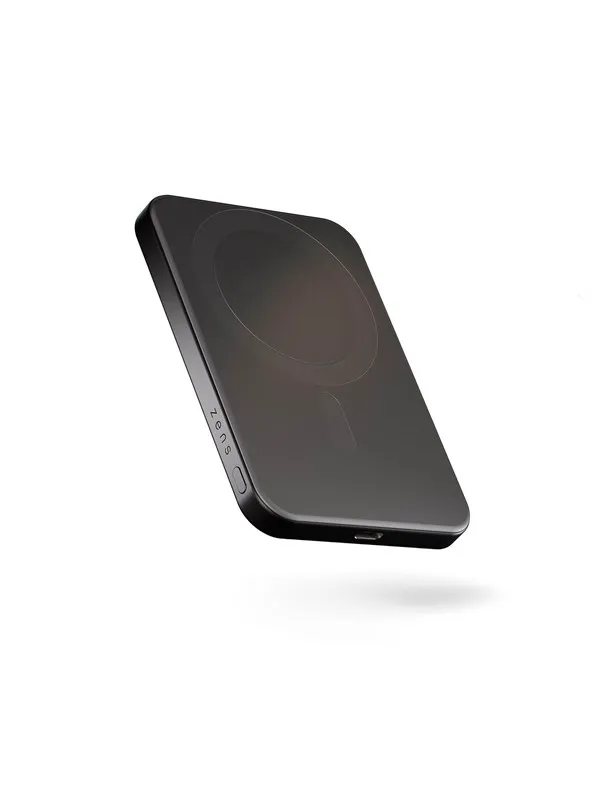 ZENS Slim Qi2 Aluminium Powerbank 5000 mAh - Black Nødlader - Svart - 5000 mAh