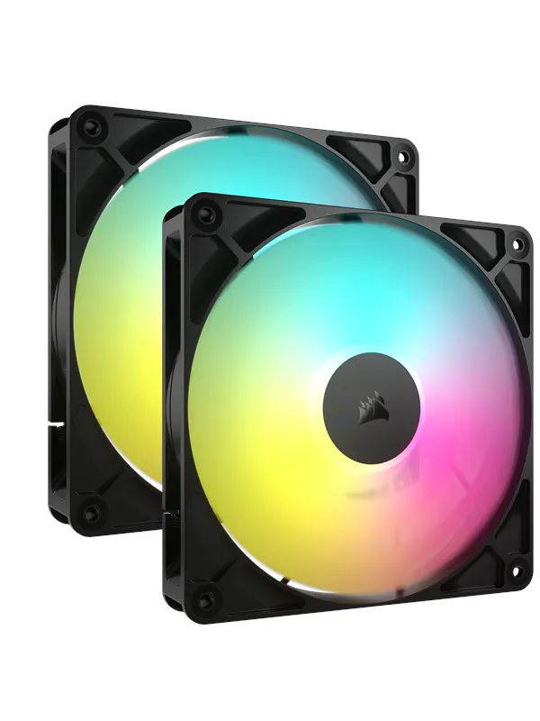 Corsair RS140 ARGB 2-pack - Kabinettvifte - 140mm - Svart med RGB LED-lys - 36 dBA