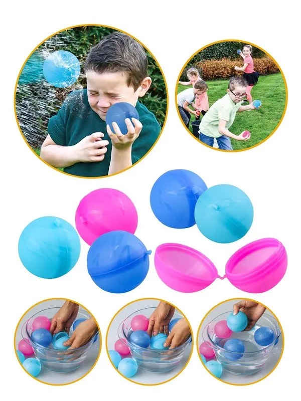 Happy Summer HAPPY SUMMER RE-USABLE WATER BOMBS Ø6,5CM 6-PACK