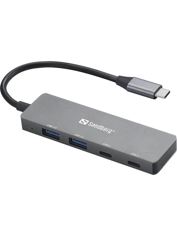 Sandberg 4-port USB Hub USB-hub - USB 3.0 - 4 porter - Grå
