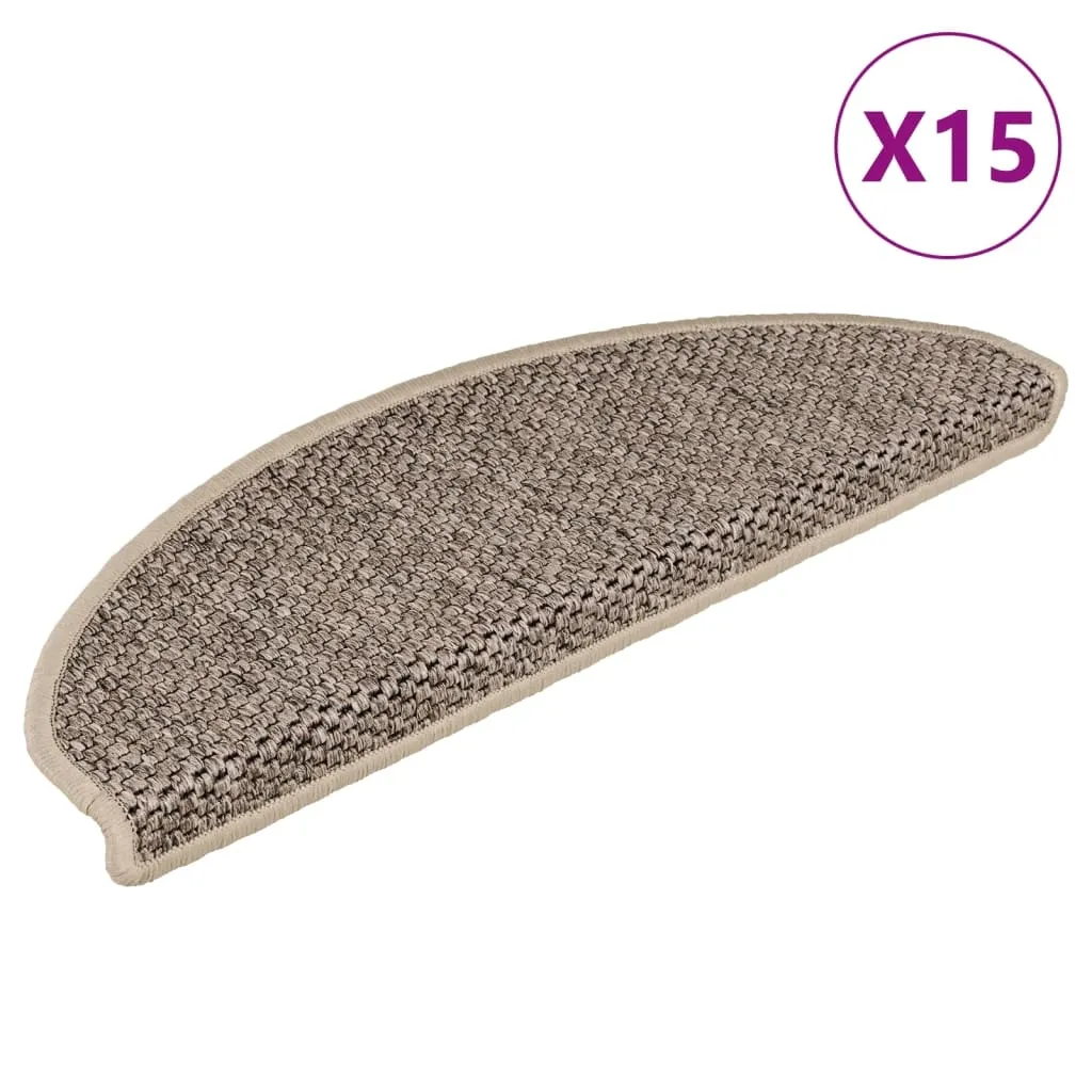 vidaXL Selvklebende trappematter sisal 15 stk 65x21x4 cm mørk beige