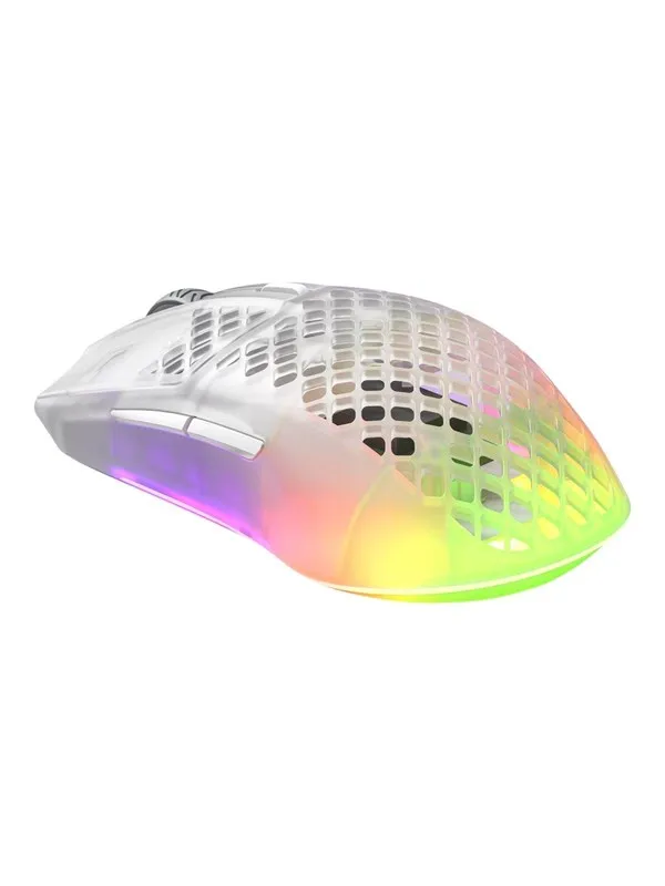 SteelSeries Aerox 3 Wireless 2022 - Ghost - Gaming mus - Optisk - 6 - Hvit med RGB lys