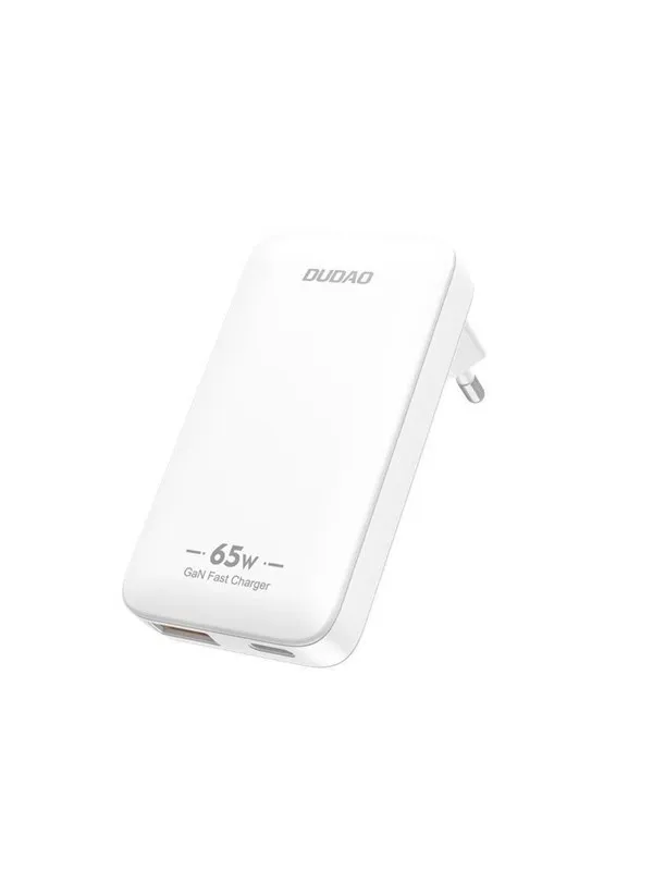 Dudao A65Q 65W GaN Travel Wall Charger USB-A / USB-C PD Ultra-Thin EU / US - White