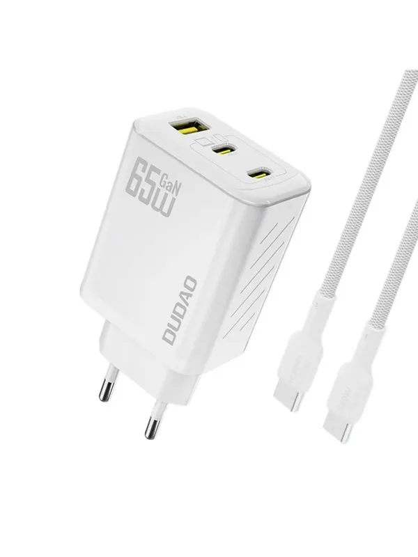 Dudao A29C 65W GaN Wall Charger + USB-C Cable - White