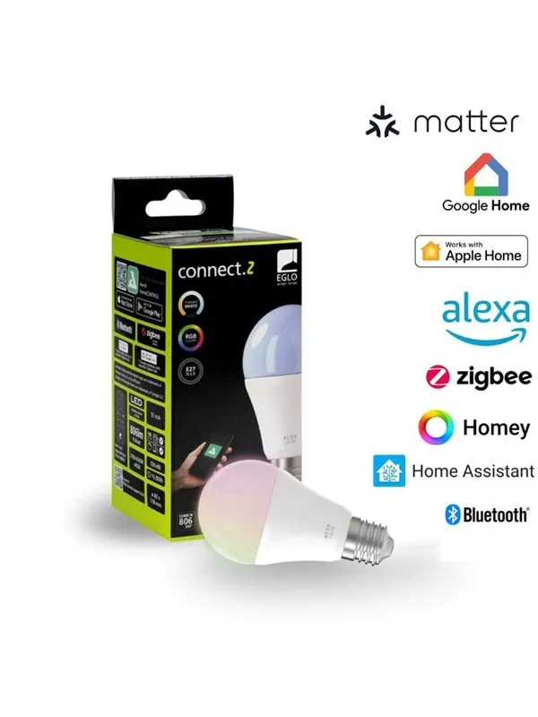 EGLO E27 LED-Z MATTER A60 RGB/CCT 11W 1300lm opal