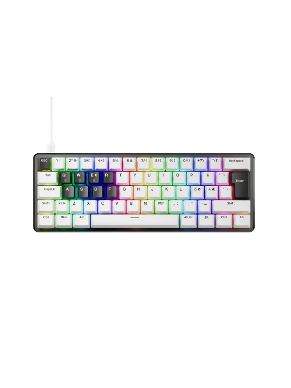 Pulsar PCMK 3 HE 60 (ISO) - Gamingtastatur - Uten numpad - Nordisk - Hvit