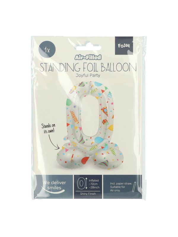Folat BV - Standing Foil Balloon Joyful Party Number 0 -72cm