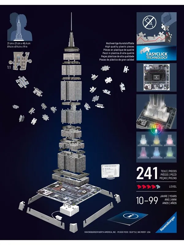 Ravensburger Empire State Building Light Up 3D Puzzle, 216pc 3D Puslespill