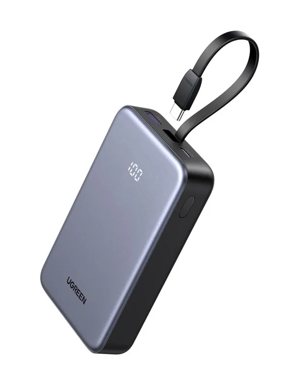 UGREEN Power Bank 20000mAh 22.5W with Integrated USB-C Cable Nødlader - 20000 mAh