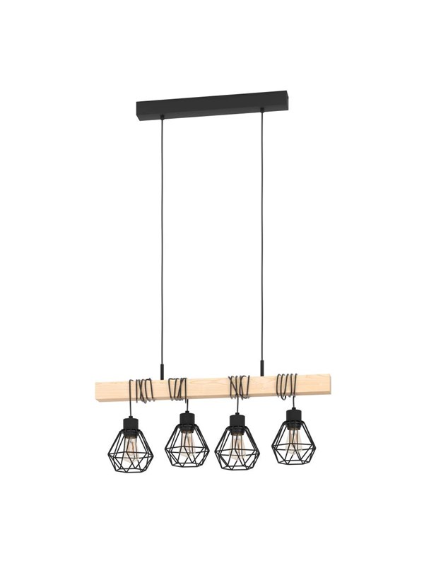 EGLO TOWNSHEND 5 LANGBORD 4XE27 L700 SVART/TRE