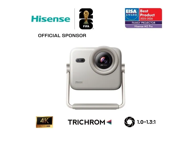 Hisense M2 Pro - DLP-projektor - laser - 3D - 1300 ANSI-lumen - 3840 x 2160 - 16:9 - 4K - Wi-Fi / Bluetooth / Miracast / AirPlay - grå