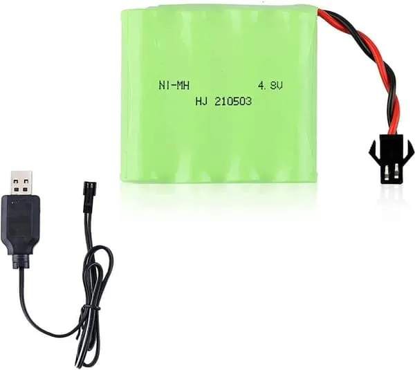 1-del oppladbart 4,8V Ni-MH 1200mAh for bilfjernkontroll + USB-lader - Tilbehør til Fjernstyrte Leker batteri