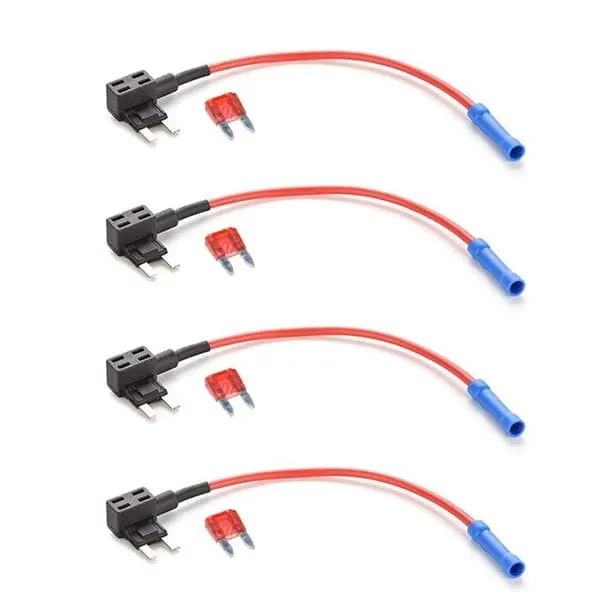 4 deler Sikringskrets Piggy Back Mini ATO ATC-blad med 12V 24V sikringsboks komplett med 10A Minibladssikringer
