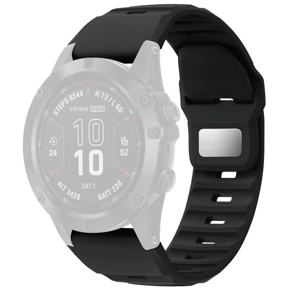 Silikonrem for Garmin Quickfit 26mm / Fenix 7X Pro / Fenix 7X Erstatningsklokkebånd - Svart