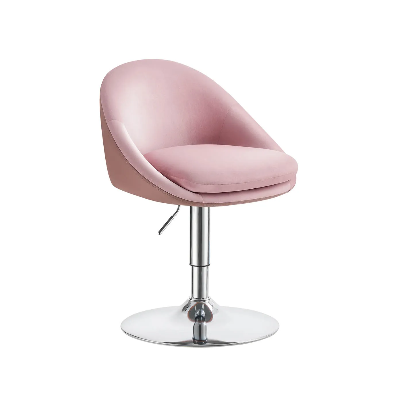 Justerbar Stol, Fløyel, 52,5x50x81,5-93,5 cm, Rosa