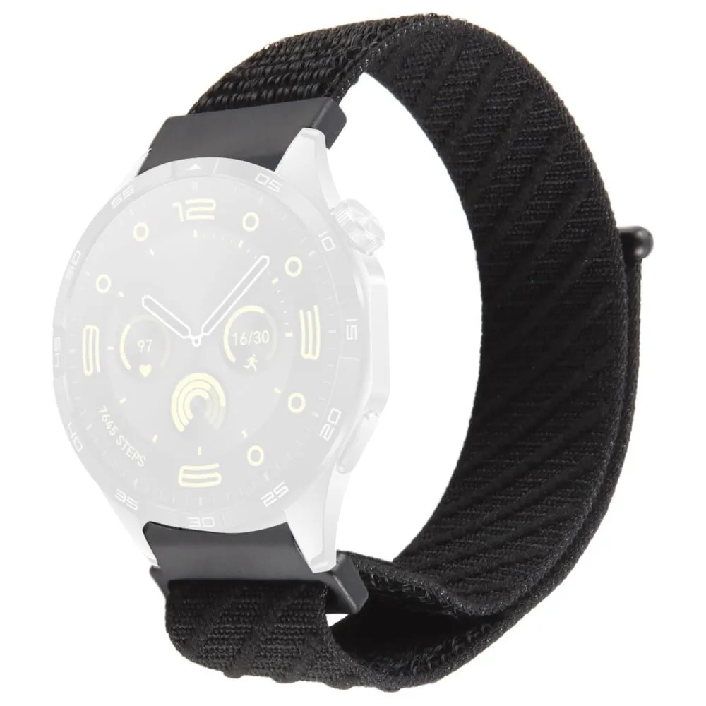 22 mm klokkerem Huawei Watch GT 5 Pro 46 mm / GT 5 46 mm / GT 4 46 mm / Watch 4 / Samsung Galaxy Watch3 Nylon Loop Strap - Svart