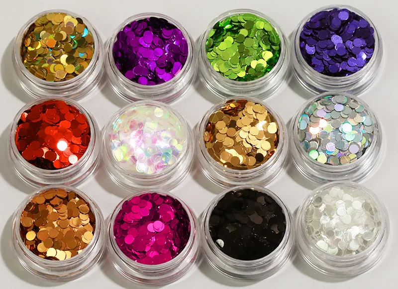 12 bokser glitter Rund 3mm