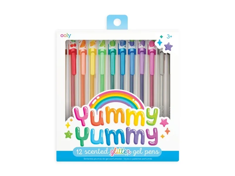 OOLY Yummy Yummy, Gelépenn med hette, Blå, Brun, Gull, Grønn, Lyseblå, Oransje, Rosa, Lilla, Rød, Sølv, Turkis, Gult, Flerfarget, Fint, Rund, 12 st...