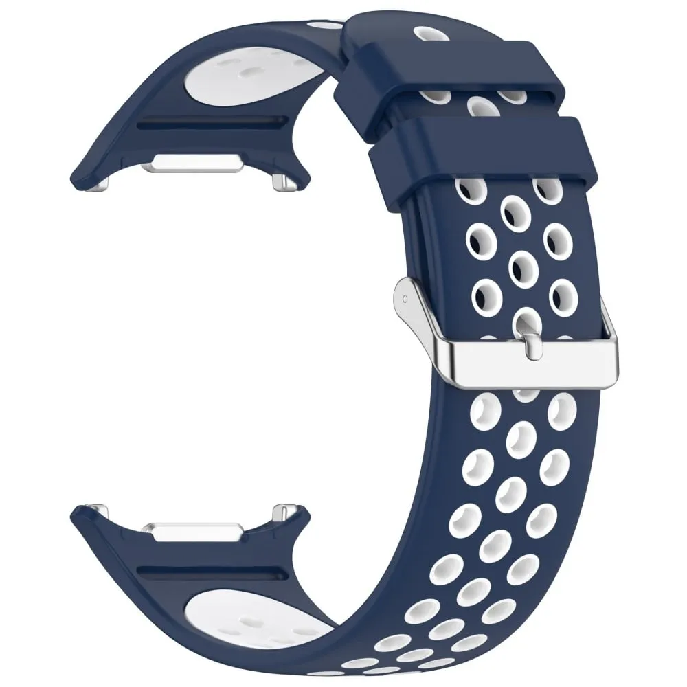 Samsung Galaxy Watch Ultra 47 mm silikon sportsklokkerem med pustende tofarget klokkerem - Blå / Hvit