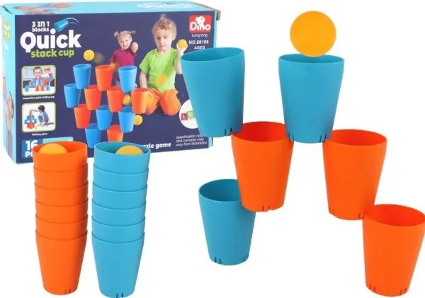 LeanToys sensorisk lek: sansekopper 3-i-1 kreativ 16 deler puslespill