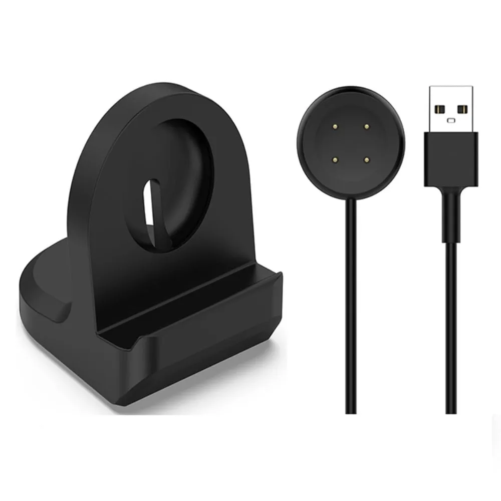 Google Pixel Watch 2 laderholder i silikon med USB-ladekabel sklisikker smartklokklader - Svart