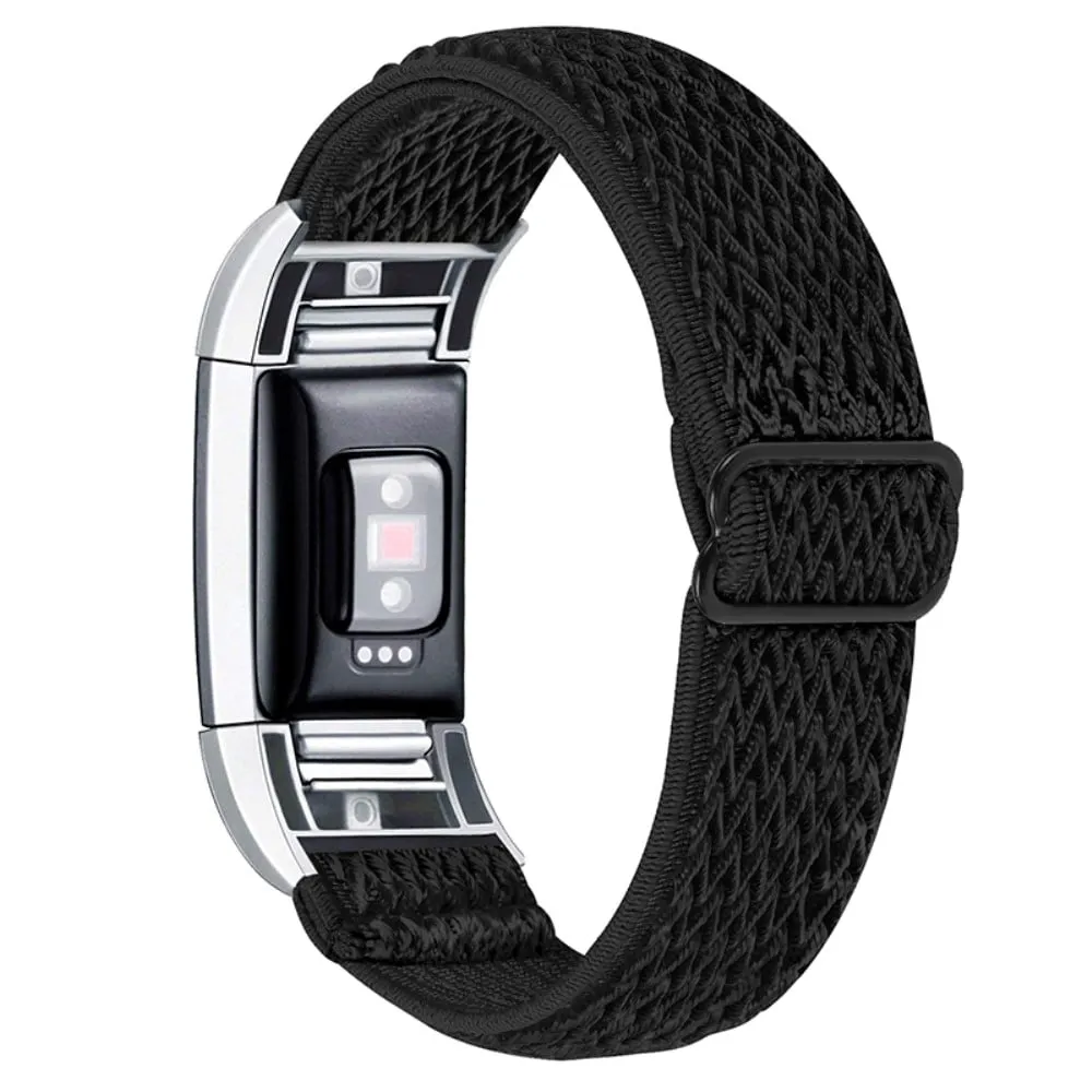 Fitbit Charge 2 elastisk klokkerem i nylon - Svart