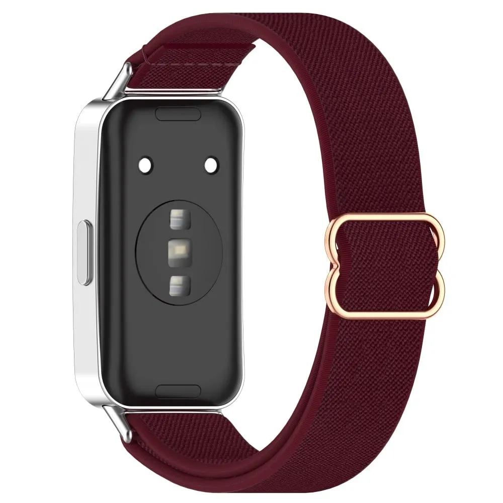 Klokkebånd Huawei Band 10 NFC / 10 / 9 NFC / 9 / 8 NFC / 8 Nylon elastisk flettet stropp - Vinrød