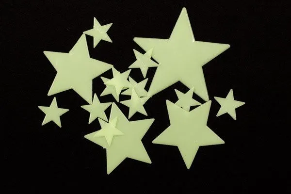Glow-in-the-dark stjerner 15 stk. ass. i blister