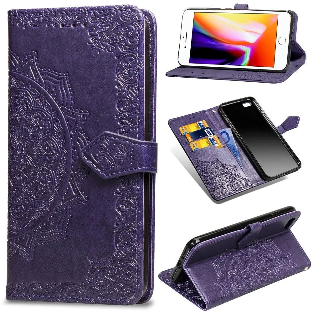 Mandala iPhone SE 2020 / iPhone SE (2022) / iPhone 7 etui i lær - Lilla