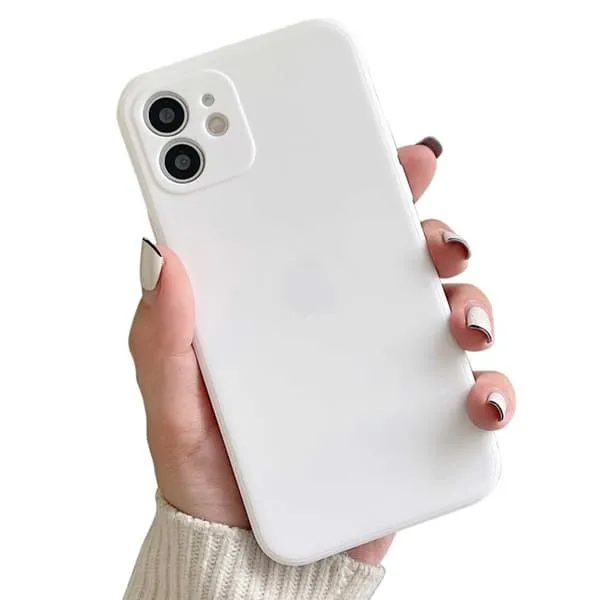 iPhone 13 Mini Mobile Shell med objektivdeksel 1 mm tynn TPU hvit