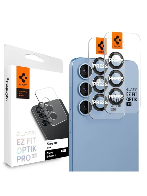 Spigen Glass tR EZ Fit Optik Pro HD 2 Pack - black - Samsung Galaxy S25