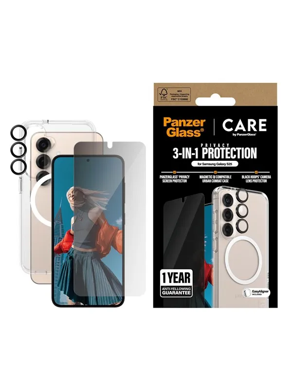 CARE by PanzerGlass Flagship 3-in-1 Privacy Bundle Samsung Galaxy S25