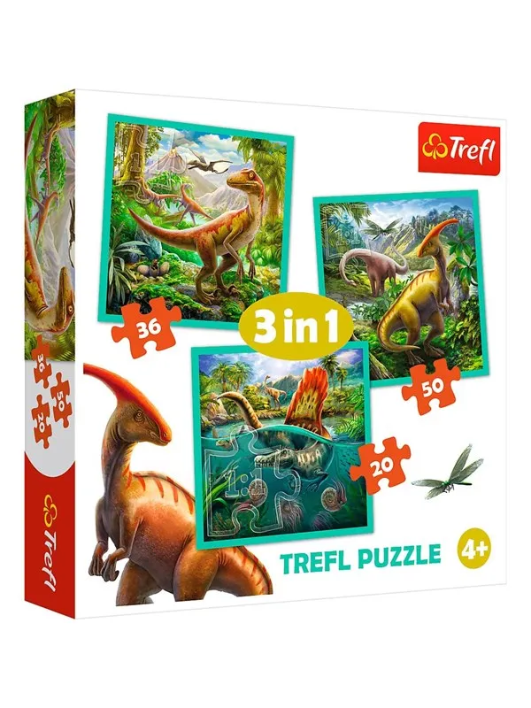 Trefl Puzzle - The Extraordinary World of Dinosaurs (3in1) Gulv